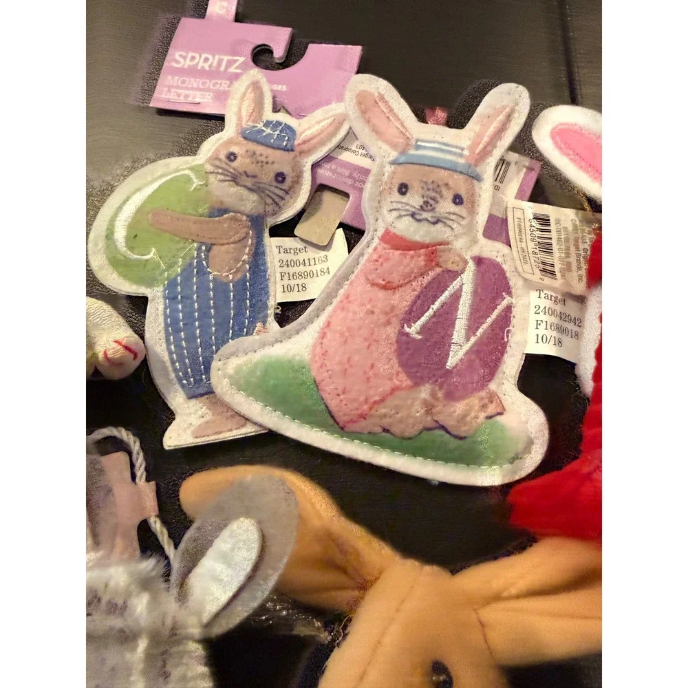 Target Holiday Christmas Ornament Lot Multicolor Bunny Rabbit Winter Spritz NEW